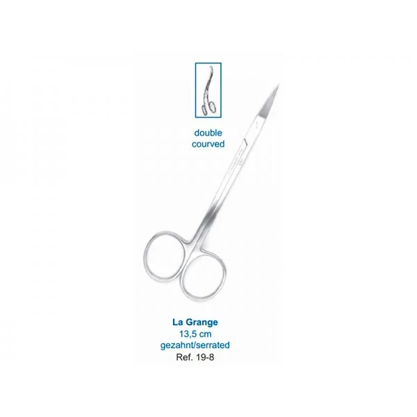 Ножницы La Grange 13,5 см двойной изгиб зубчатая поверность арт 19-8